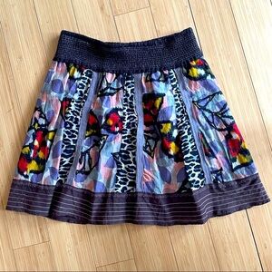 Free People Cotton A-Line Patchwork Mini Skirt, Size XS